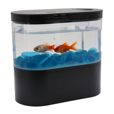 Декоративный аквариум с насосом и фильтром 2л Happy Fish (черный)-1